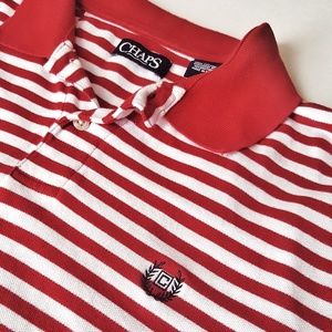 Chaps Red and White Stripe Polo